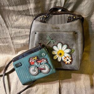 Chala purse/backpack and wallet/clutch.  Never used. Very unique fun design.